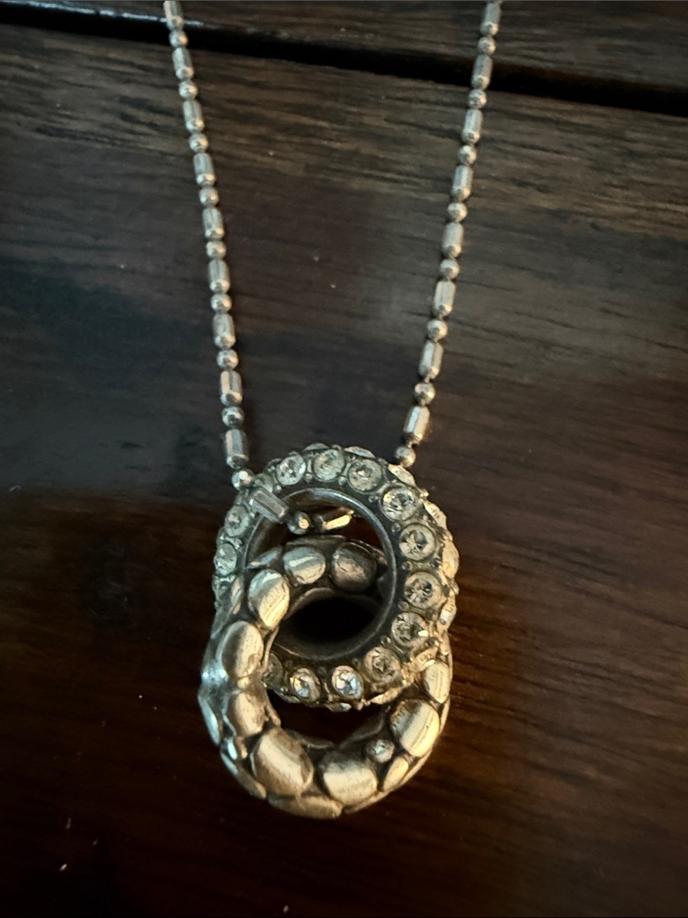 EUC Brighton Pebble Pave Crystal Interlocking Circles necklace